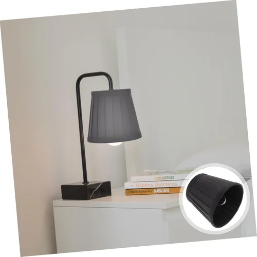Vista 6 de Cubierta de repuesto para pantalla de lámpara, elegante tela plisada negra para candelabros, lámparas de pared, fácil instalación, se adapta a