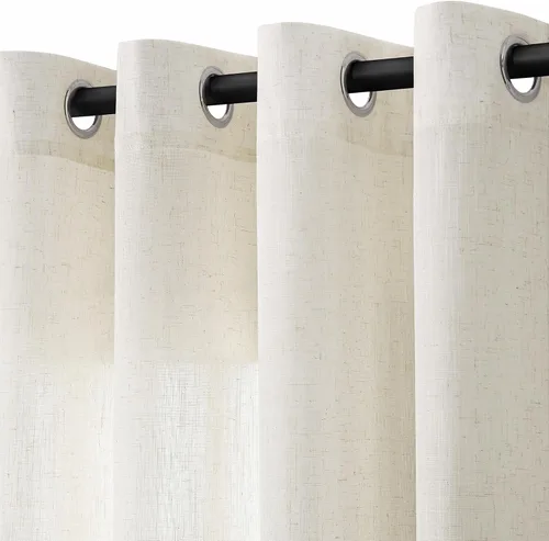 Vista 25 de Cortinas de lino verde aguamarina de 84 pulgadas de largo, 2 paneles para sala de estar y dormitorio, cortinas transparentes de filtrado de luz