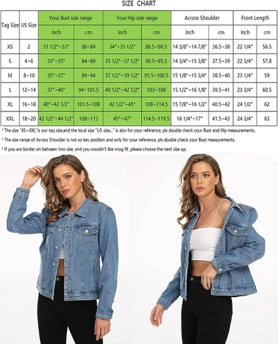 Vista 5 de Dilgul Chaqueta de mezclilla para mujer, casual, de manga larga, básica, con botones