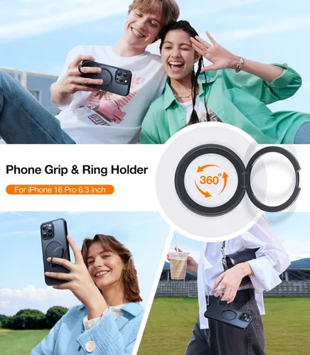 Vista 4 de TORRAS Funda magnética giratoria 360 mejorada para iPhone 16 Pro de 6.3 pulgadas, compatible con MagSafe, funda para teléfono 16 Pro, resistente a