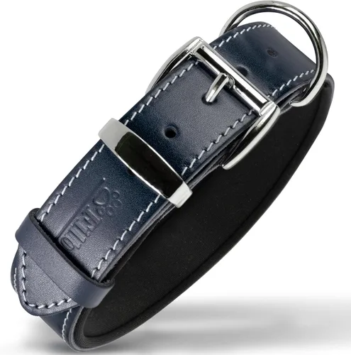 Vista 20 de Filbert Collar de cuero para perro, collar de cuero genuino para perros pequeños, estampado de patas en relieve con hebilla, grano completo curtido