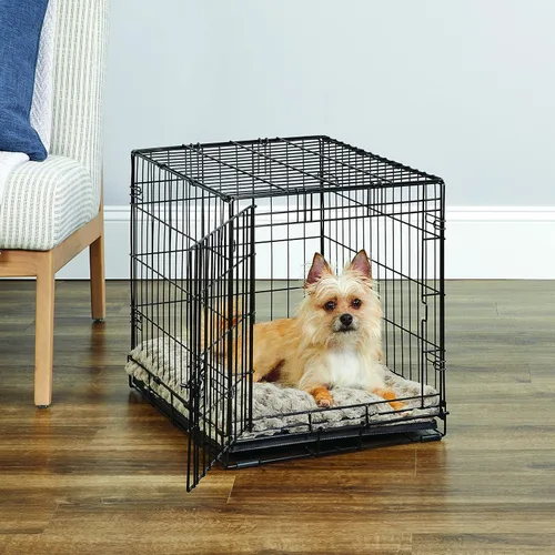 Vista 2 de Jaula de metal para perros, con puerta simple o doble, plegable de New World, Puerta única, 24 - pulgadas, Negro