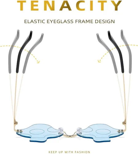 Vista 5 de ENTHYI Gafas de sol con forma de hongo para mujer gafas irregulares sin montura retro rave fiesta Halloween gafas de sol