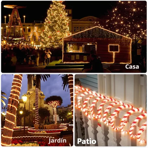 Vista 4 de Afirst Cuerda de luces de bastón de caramelo de Navidad, guirnalda de luces LED de 30 pies, IP65, impermeable, conectable, tubo de luces para Candy