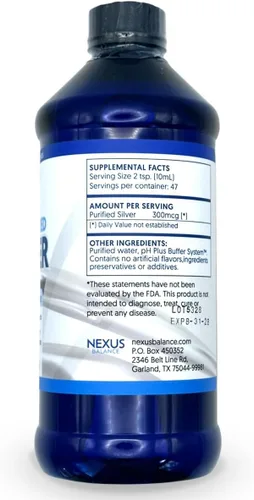 Vista 8 de Suplemento líquido de plata estructurada alcalina 30PPM - Apoyo a la salud inmune e intestinal - Solución nano plata extra fuerte - Sin aditivos