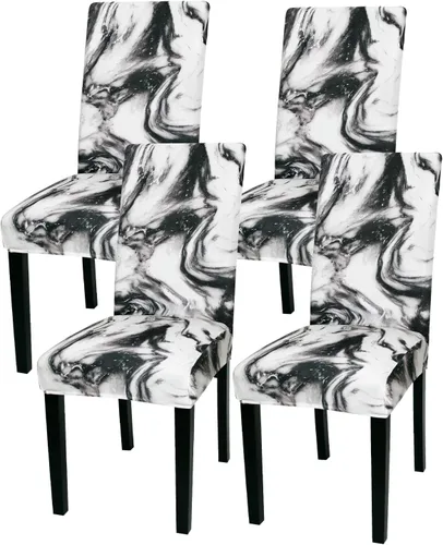 Vista 30 de Gibelle - Juego de 6 fundas para sillas de comedor Parson, fundas elásticas universales, extraíbles y lavables, protectores de asiento de silla