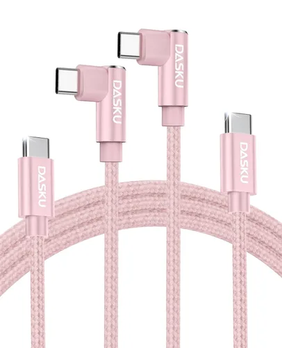 Vista 9 de 90 Degree USB to USB C Cable 60W Fast Charging 3ft, 2Pack Durable Braided USB A to USB C Cable, Right Angle USB Type C Cable for iPhone 17/16/15 Pro