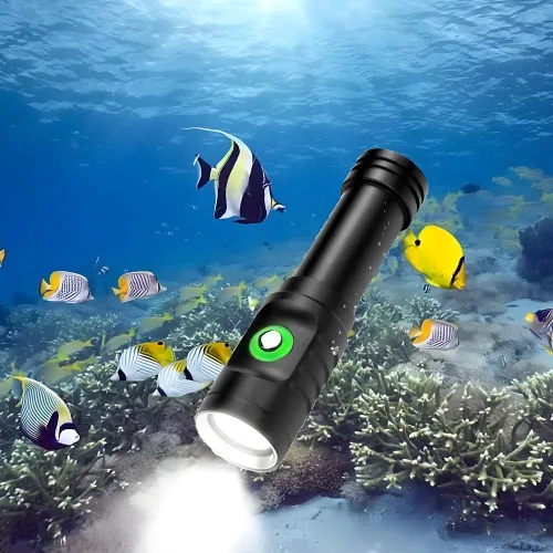 Vista 9 de Linterna de buceo de 10000 lúmenes, luz de buceo IPX8, impermeable, recargable, 3 modos, linterna submarina, linterna LED submarina profesional