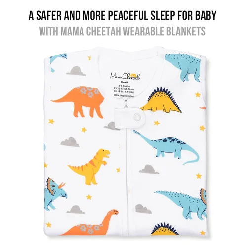 Vista 217 de Mama Cheetah Saco de dormir para bebé de 0.5 TOG, Manta portátil de algodón orgánico para bebé con cremallera bidireccional, Saco de dormir