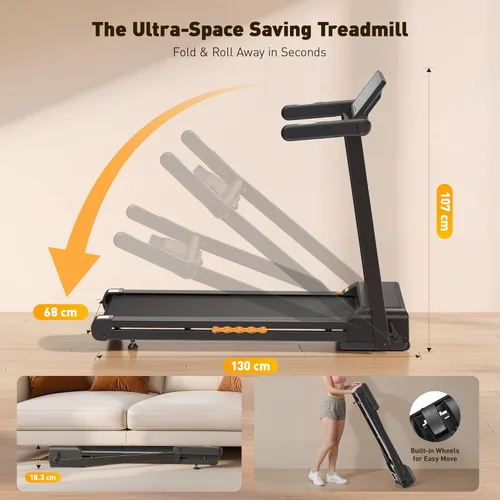 Vista 7 de JAGJOG Treadmill for Home with 15% Auto Incline, 3.5HP Quiet Foldable Treadmill, 12 HIIT Programs, 14.96" Wide LED Touchscreen, Smart App & Heart