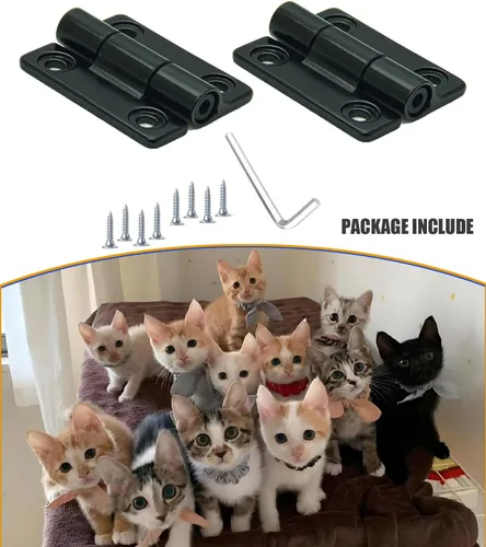 Vista 7 de Kit de bisagra ajustable para puerta de gato (mano izquierda y derecha), se adapta a puertas huecas y puertas interiores sólidas fácilmente, Negro