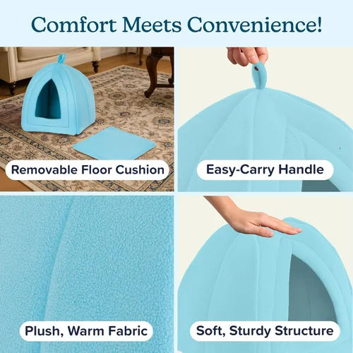 Vista 3 de Cat House - Indoor Cat Bed with Removable Foam Cushion - Pet Tent for Kittens, Rabbits, Guinea Pigs, and Other Small Animals by PETMAKER