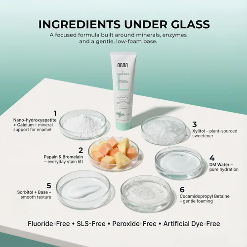 Vista 3 de MasterMedi Pasta de dientes Nano Hydroxyapatite con xilitol, sin flúor y SLS, fórmula remineralizante para blanquear, dientes sensibles, reparación