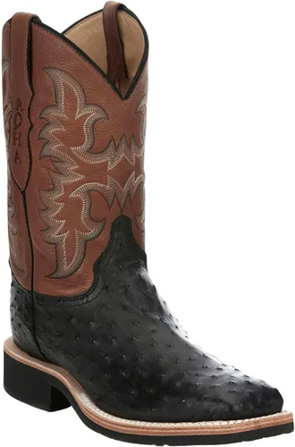Vista 3 de Justin Boots Botas vaqueras AQHA Drover Black Full Quill Avestruz de 11 pulgadas de roble con suela superior de crepé