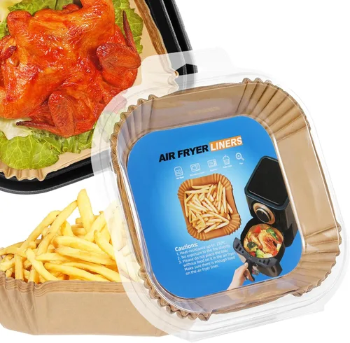 Vista 7 de Forros de papel grueso para freidora de aire, papel pergamino desechable, antiadherente, 100 unidades para freidora de aire de 3 a 5 cuartos