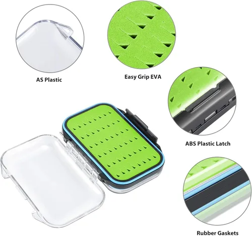 Vista 5 de Gonex Cajas de pesca con mosca para cajas de jig de pesca con mosca de dos caras, caja de pesca con mosca impermeable y ligera, tapa transparente