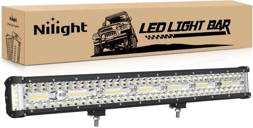 Vista 12 de Nilight Barra de luz LED de disparo lateral de 20 pulgadas, triple fila, luces combinadas de inundación, iluminación de trabajo con interruptor