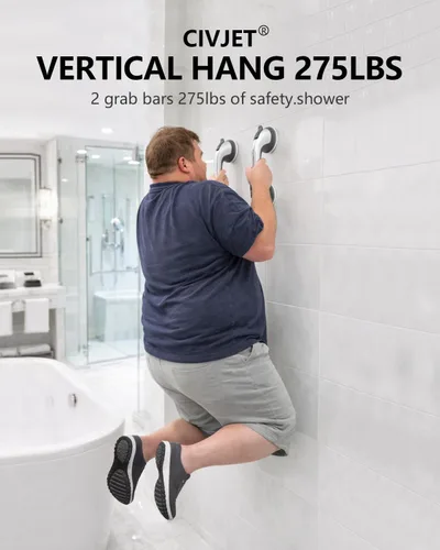 Vista 3 de Barras de agarre para bañeras y duchas, mango de ducha para discapacitados de seguridad con indicadores, barra de agarre con ventosa para silla