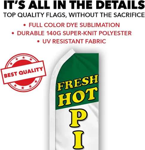 Vista 3 de Kit de bandera y poste publicitario de plumas Fresh Hot Pizza Swooper - Perfecto para restaurantes, camiones de comida, festivales y eventos
