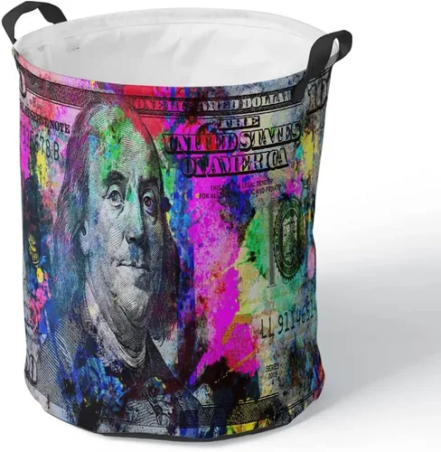 Vista 13 de Cesta grande de ropa sucia de 100 billetes de dólares para hombre, impermeable, independiente, para ropa sucia, fresca, plegable, con asas