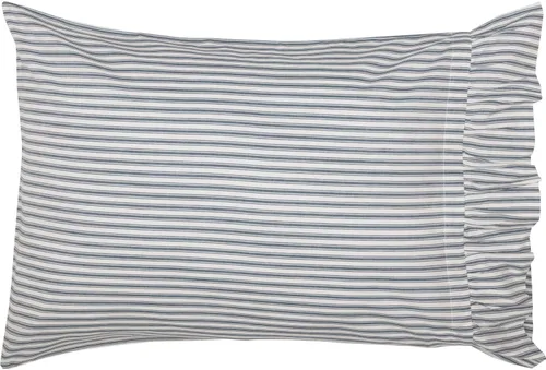 Vista 3 de VHC Brands, Sawyer Mill - Almohada de rayas con volantes, color negro, 14 x 22 pulgadas