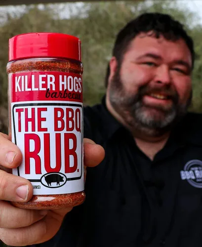 Vista 4 de Killer Hogs The BBQ Rub Condimento para parrilla de campeonato para ternera, filete, hamburguesas, cerdo y pollo 11 onzas
