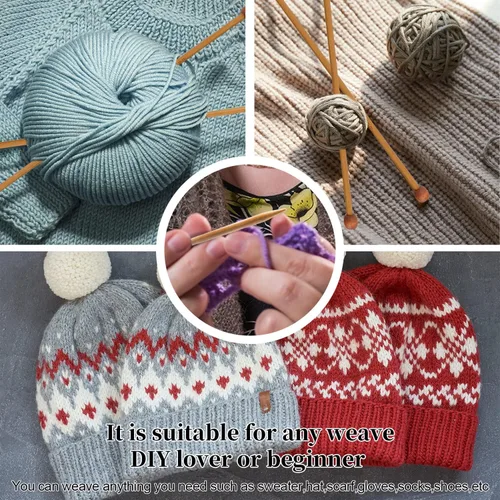 Vista 6 de BENBO - Juego de agujas de tejer de bambú de 14 pulgadas, 18 pares de agujas de tejer de un solo punto, agujas de madera rectas para principiantes