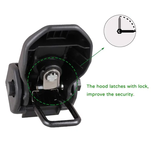Vista 4 de Pestillos de capó con bloqueo para Jeep Wrangler JL 2018-2026 y Gladiator JT - Kit de seguridad antirrobo para capó (2 piezas)