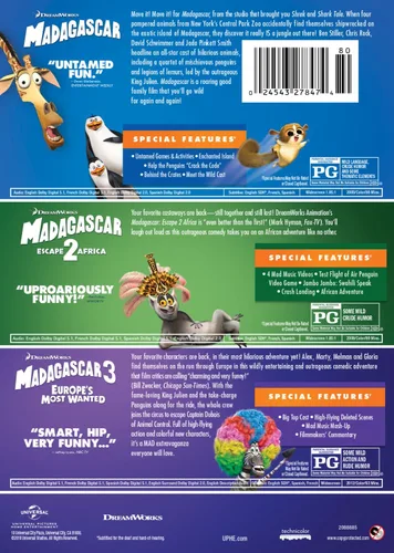 Vista 2 de Madagascar 3-Movie Collection (Madagascar / Madagascar: Escape 2 Africa / Madagascar 3: Europe's Most Wanted) [DVD]