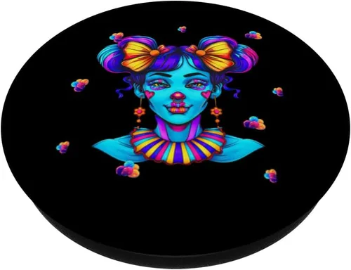 Vista 2 de Cute Streetwear synthwave 80s 90s retro anime girls clown PopSockets Adhesive PopGrip