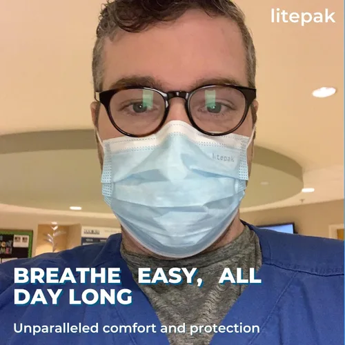 Vista 4 de Litepak 2,000 Mascarillas Desechables - Mascarilla Facial Transpirable para Casa, Oficina