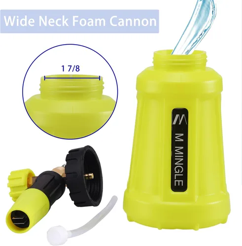 Vista 4 de M MINGLE Cañón de espuma para lavadora a presión, rociador de espuma para automóvil con conector rápido de 1/4 de pulgada, boca ancha resistente