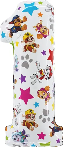 Toyland® Globo de papel de aluminio con el número de la Patrulla Canina de 26 pulgadas, globos de fiesta para niños, número 1-6 disponible (número 1)