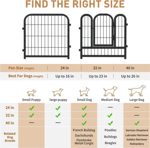 Vista 2 de Corralito de metal para perros, 24 pulgadas de altura, 16 paneles, valla ideal para perros grandes, medianos y pequeños, para interiores