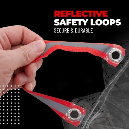 Vista 5 de PRO BIKE TOOL Cubierta para Bicicleta Transparente de PVC de 0.15mm de Grosor, Bucles de Seguridad Reflectantes, Anillos para la Cadena, Cuerda