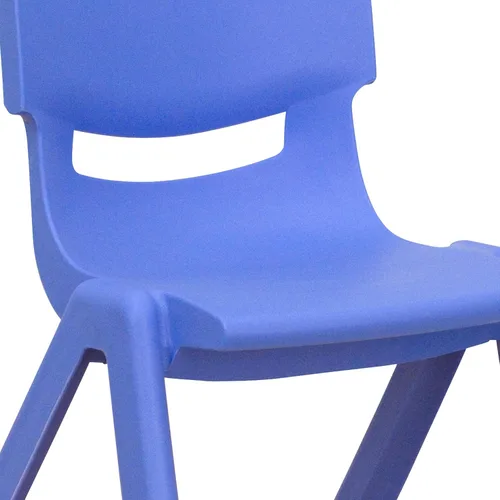 Vista 9 de Flash Furniture - Silla escolar apilable de plástico azul con altura de asiento de 10 1/2 pulgadas