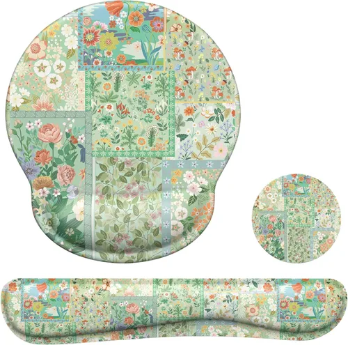 Vista 18 de iLeadon Alfombrilla de mouse con reposamuñecas, reposamuñecas para teclado + alfombrilla ergonómica para mouse + posavasos, alfombrilla de mouse