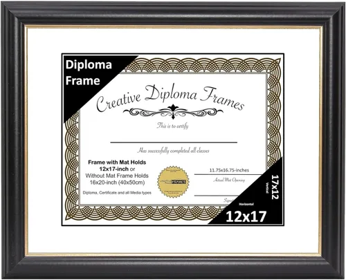 Vista 35 de Creative Picture Frames Marco de diploma Rockefeller de 6 x 8 pulgadas, color negro con borde dorado, muestra un certificado de 6 x 8 pulgadas u