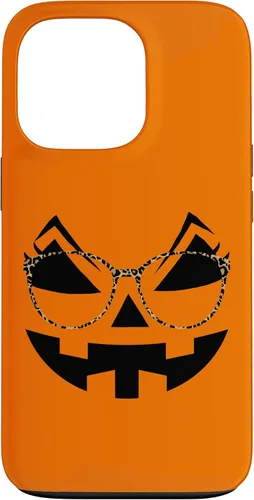 Vista 10 de iPhone 16 Funny Pumpkin Face Halloween Parties Leopard Print Glasses Case