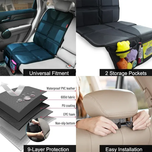 Vista 3 de Autobase Protector de Asiento de Coche para Asiento Infantil Protector Trasero Impermeable Más Grande y Grueso para Niños y Mascotas Respaldo