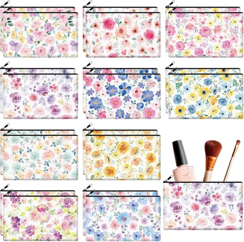Vista 21 de Reginary - Juego de 20 piezas de bolsa de cosméticos para mujer, espaciosas bolsas de maquillaje con cremallera, neceser de artículos de aseo