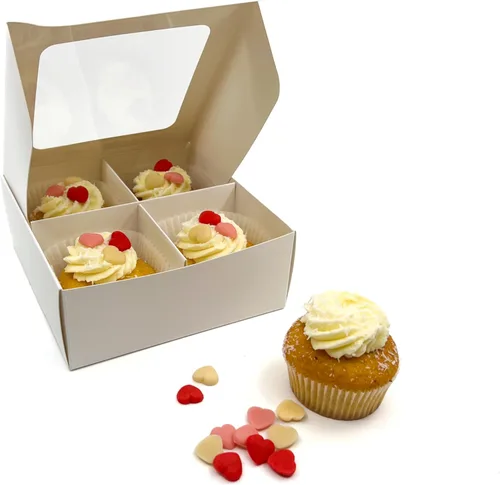 Vista 23 de 10 cajas de golosinas con ventana y divisores 9 compartimentos X-SMALL 5 x 5 x 1.57 pulgadas Cajas de dulces vacías para regalar, caja