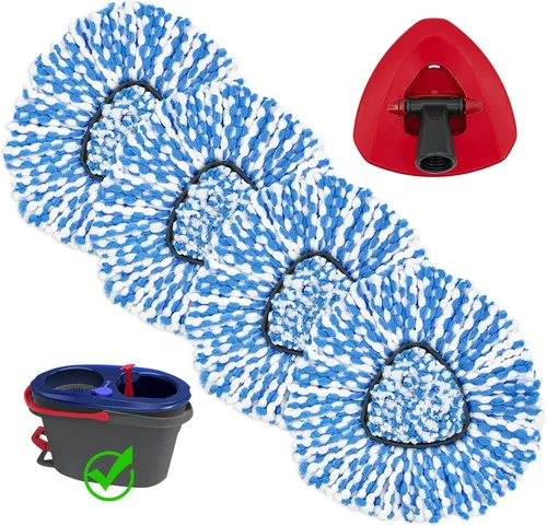 Vista 9 de 2 repuestos de cabezal de fregona de microfibra y 2 almohadillas de fregona de chenilla, 1 cepillo de limpieza mejorado, 1 base de mopa giratoria