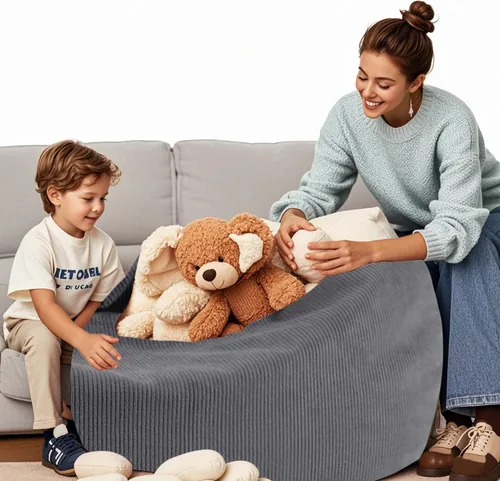 Vista 51 de LPMOERA - Funda de silla tipo puf para almacenamiento de peluches (sin relleno), puf suave y rellenable para organizar juguetes de peluche o espuma