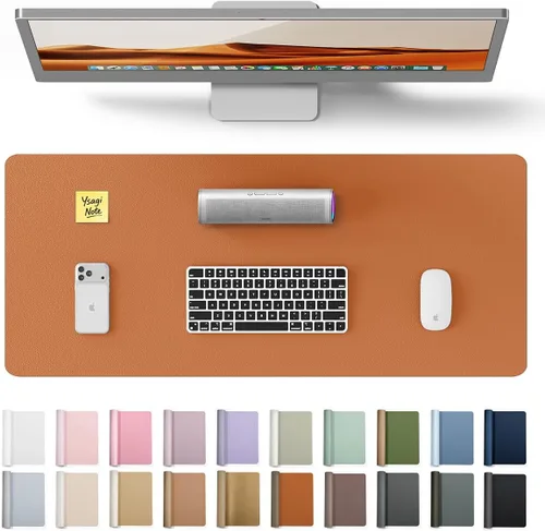 Vista 39 de YSAGi Protector de cuero para escritorio, alfombrilla de escritorio de oficina, alfombrilla grande para mouse, antideslizante, de piel sintética