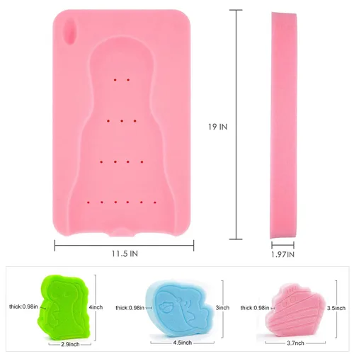 Vista 2 de Esponja de baño para bebés Alfombrilla de baño suave para recién nacidos, sin olor (rosa)