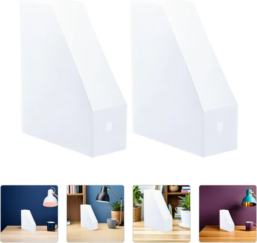 Vista 9 de MAGICLULU Carpeta de archivos vertical delgada de plástico, 2 unidades, almacenamiento de cartón, estantes para libros para oficina en casa
