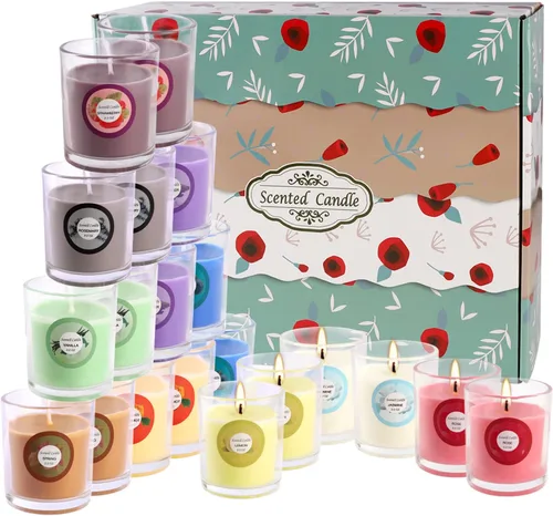 Vista 6 de Juego de 40 velas perfumadas con 10 fragancias, cera de soja para aromaterapia, vela perfumada fuerte en tarro de vidrio para mujer, decoración