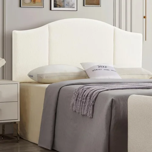 Vista 38 de 24KF Cabecera tapizada de tela de peluche suave, cabecera moderna con borde superior ondulado tamaño California King, 6033-K-Gris