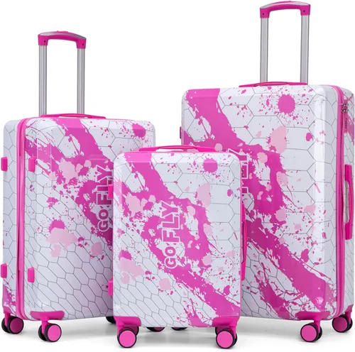Vista 143 de Merax 3 piezas expandible ABS Hardshell equipaje Sets Spinner Wheel Maleta TSA Lock Suit Case, Apertura frontal negra, Juego de 2 piezas, Maleta